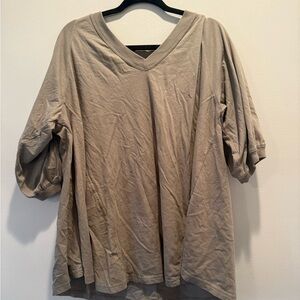 FP Movement by Free People V-Neck Beige Top